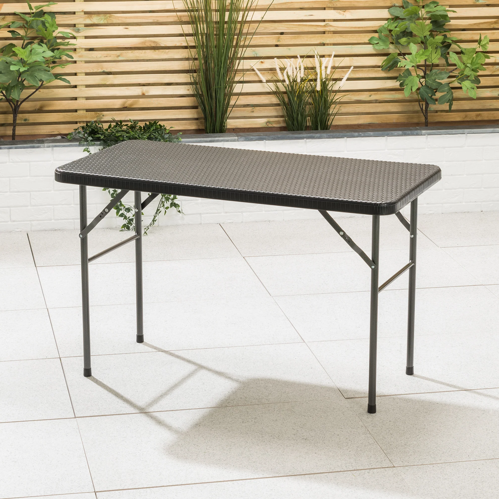 4ft Rattan Effect Garden Table - Image 2