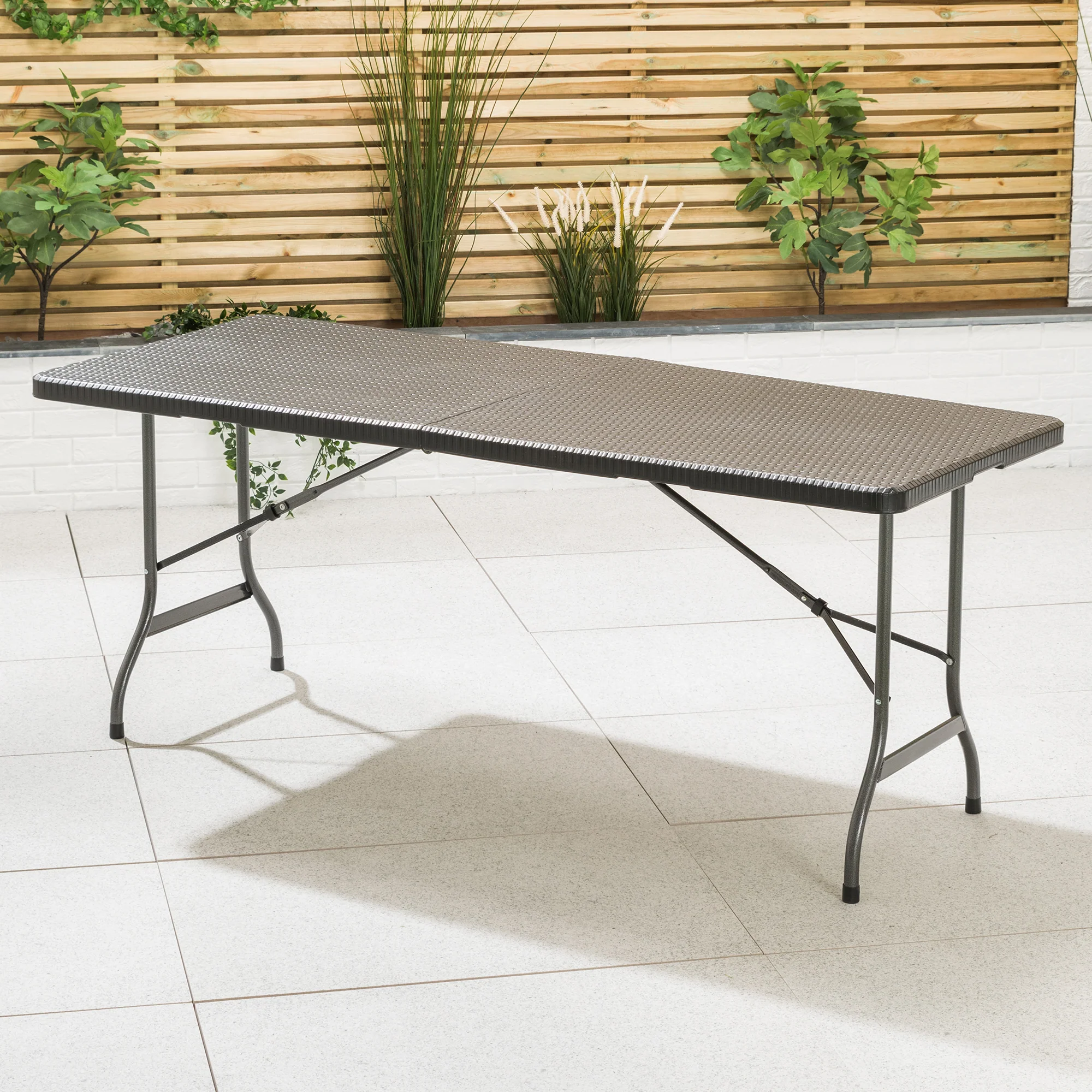 6ft Rattan Effect Garden Table - Image 2