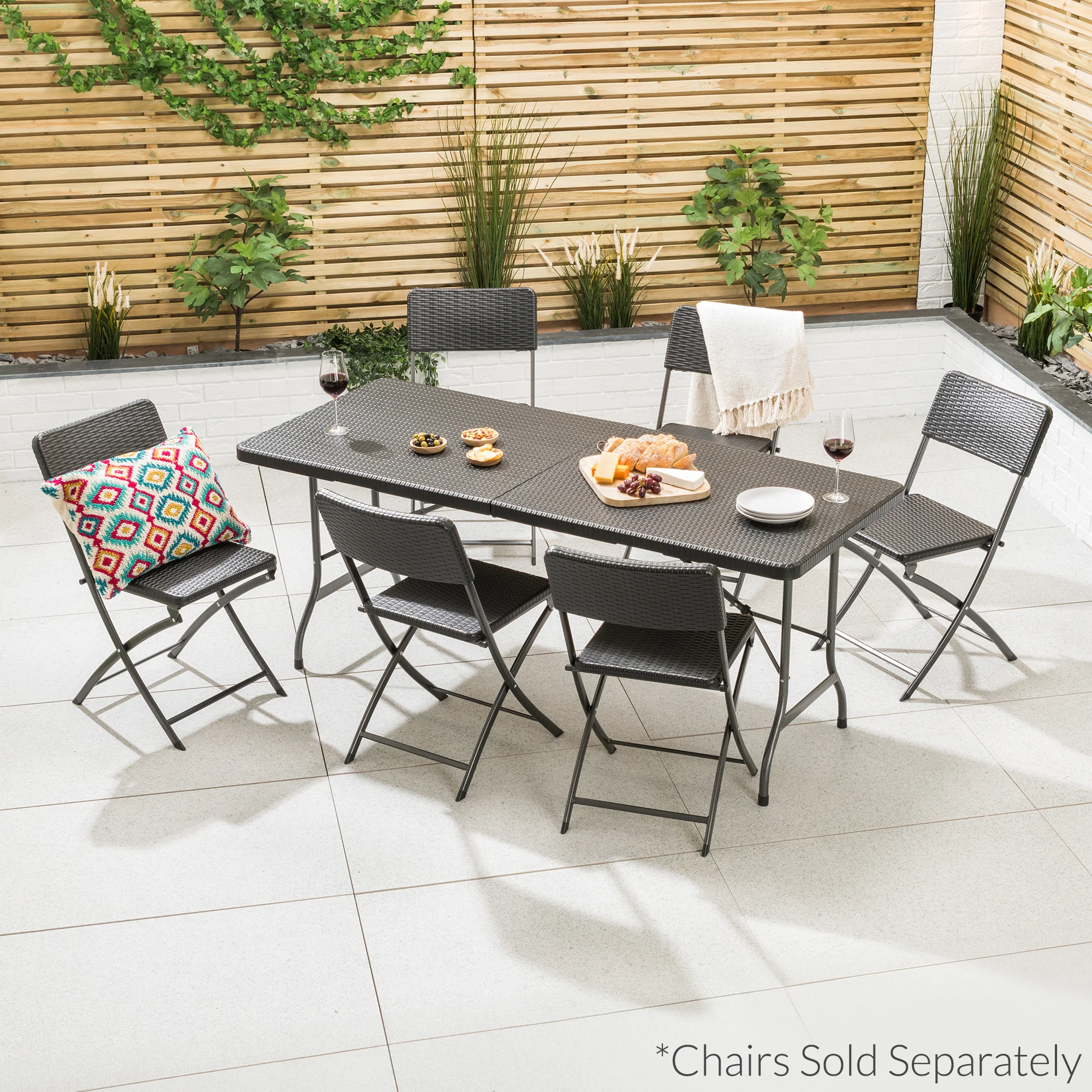 6ft Rattan Effect Garden Table - Image 3