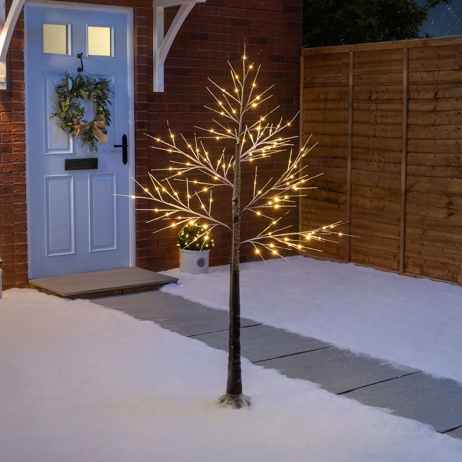 Snowy Twig Tree With Lights - Image 3