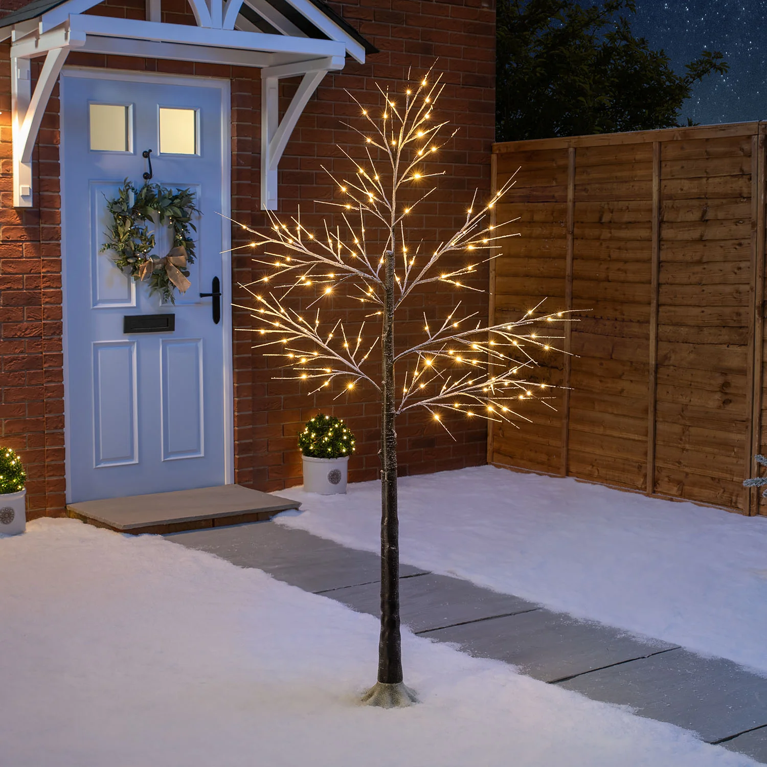 Snowy Twig Tree With Lights - Image 5