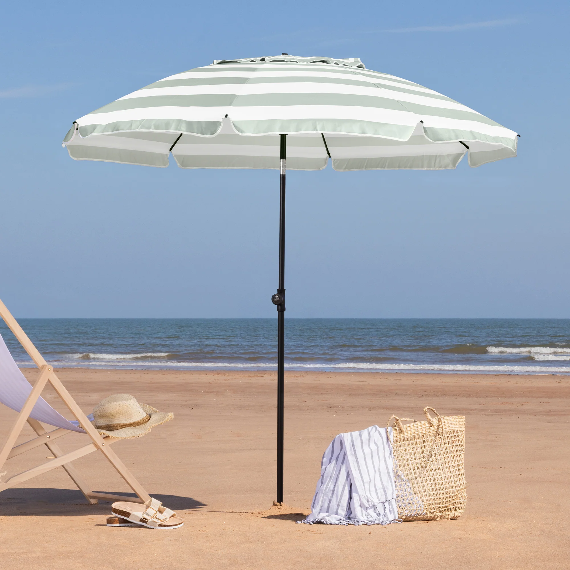 Striped Beach Parasol – 2m - Image 13