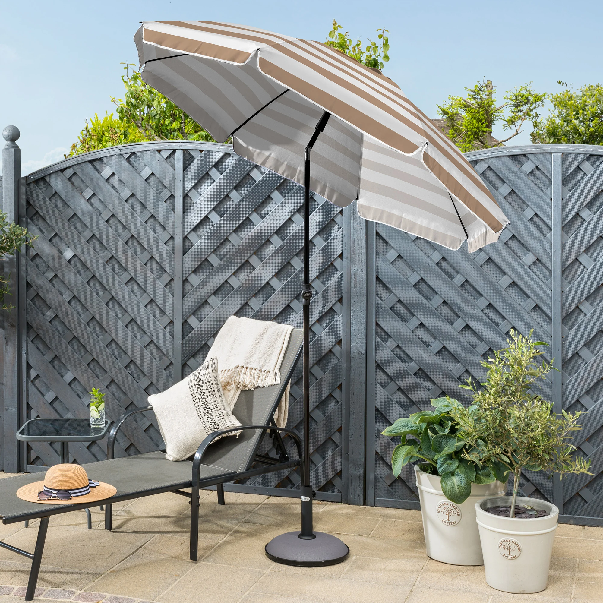 Striped Beach Parasol – 2m - Image 4