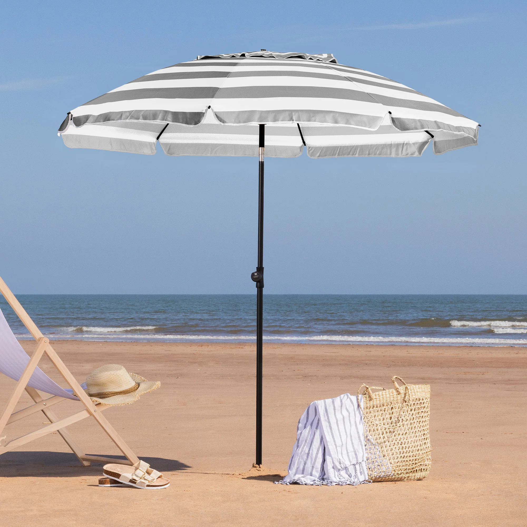Striped Beach Parasol – 2m - Image 5
