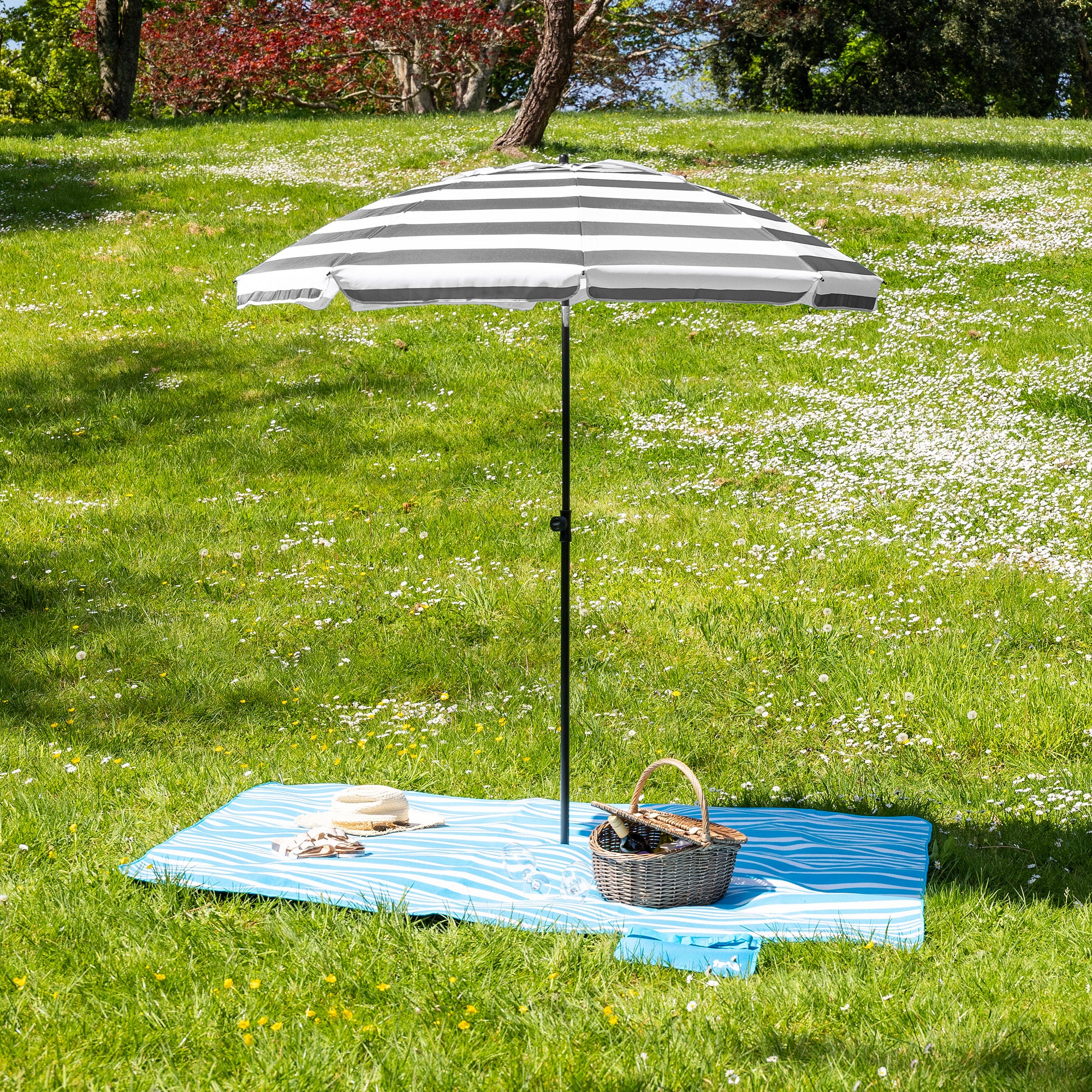 Striped Beach Parasol – 2m - Image 7