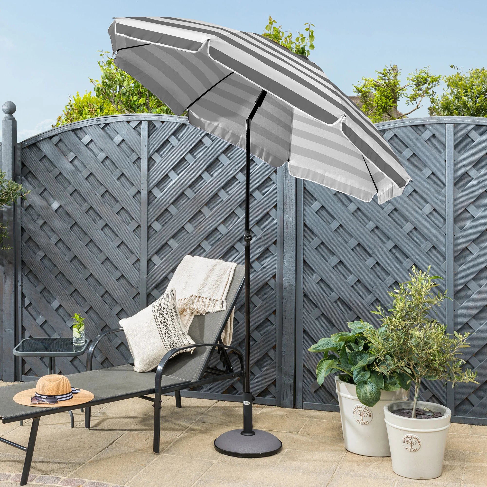 Striped Beach Parasol – 2m - Image 8