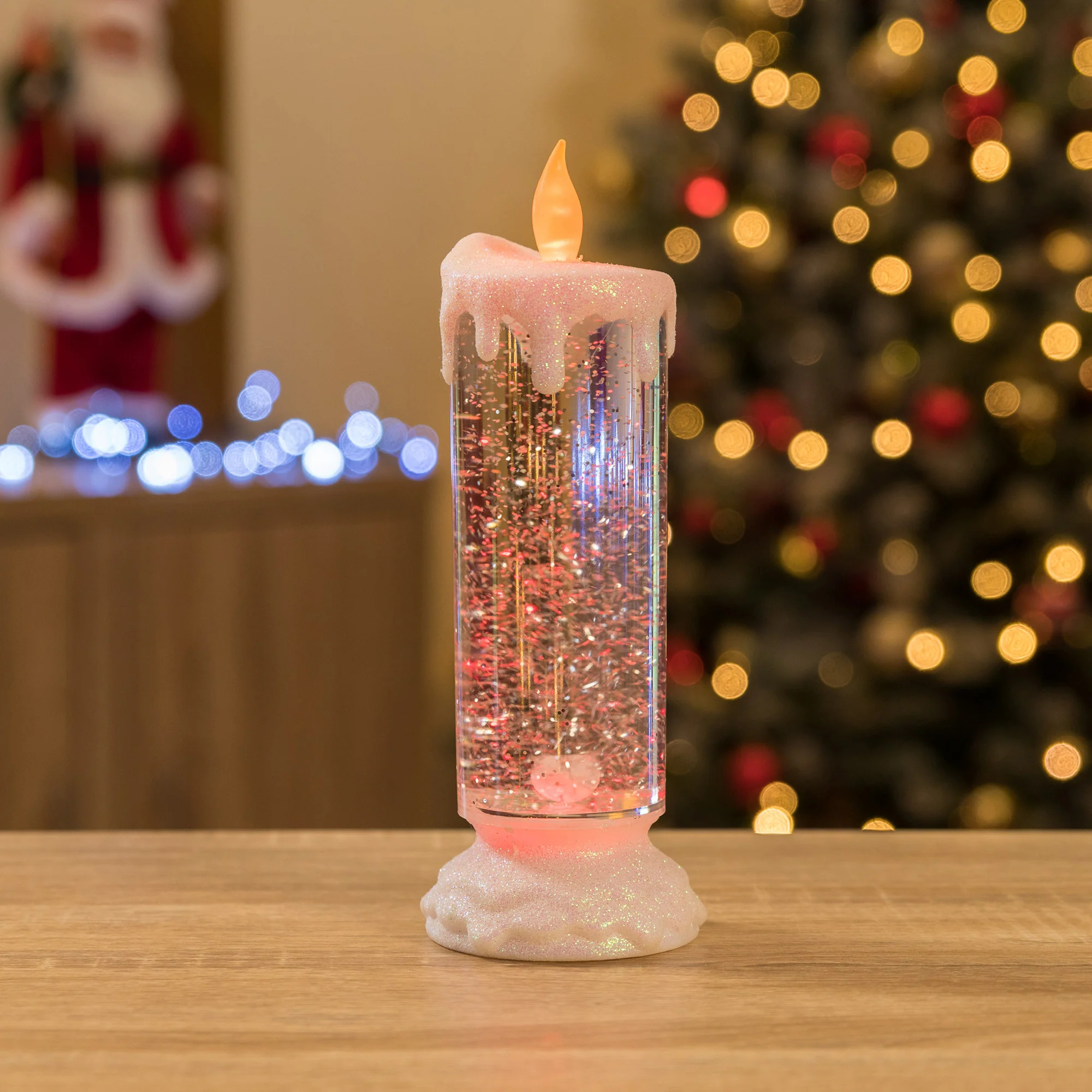 Swirling Glitter LED Christmas Candle - Image 2