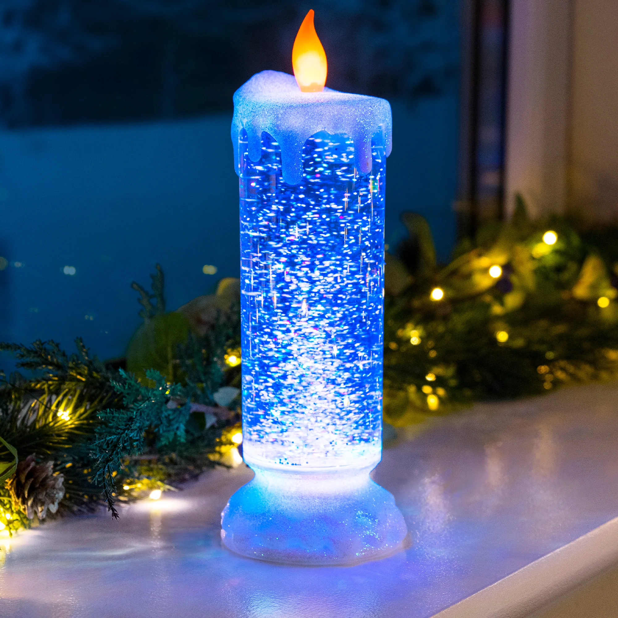 Swirling Glitter LED Christmas Candle - Image 3
