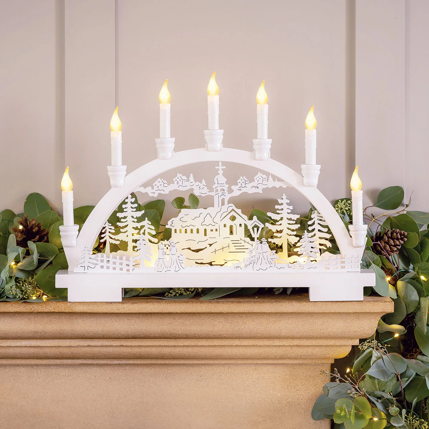White Christmas Village Candle Arch - Image 4