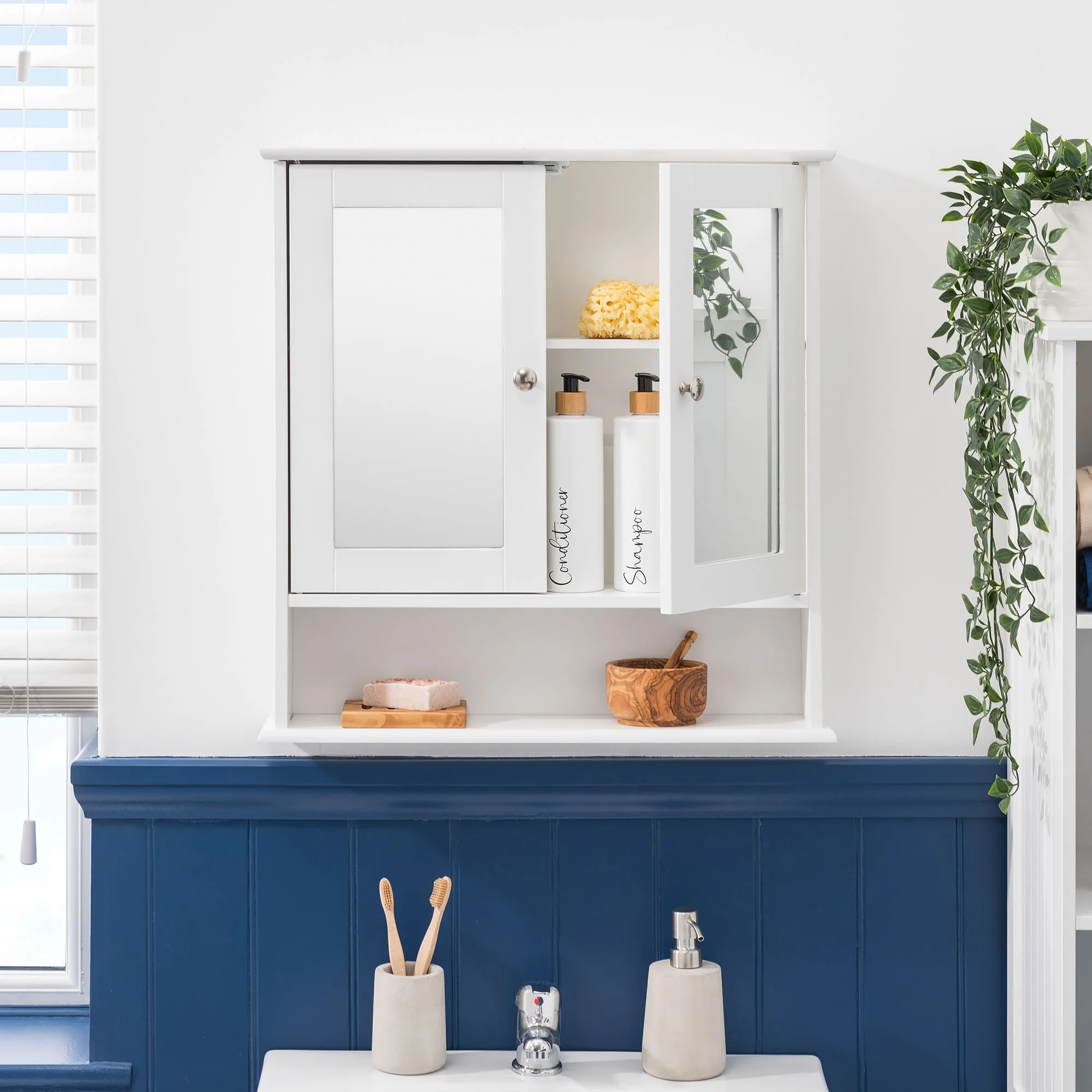 Clovelly White Double Mirrored Cabinet - Image 4