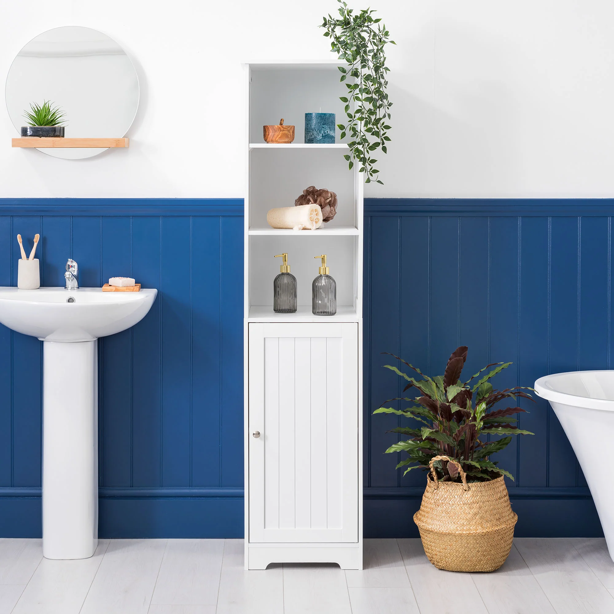 Clovelly White Tallboy Bathroom Cabinet - Image 4