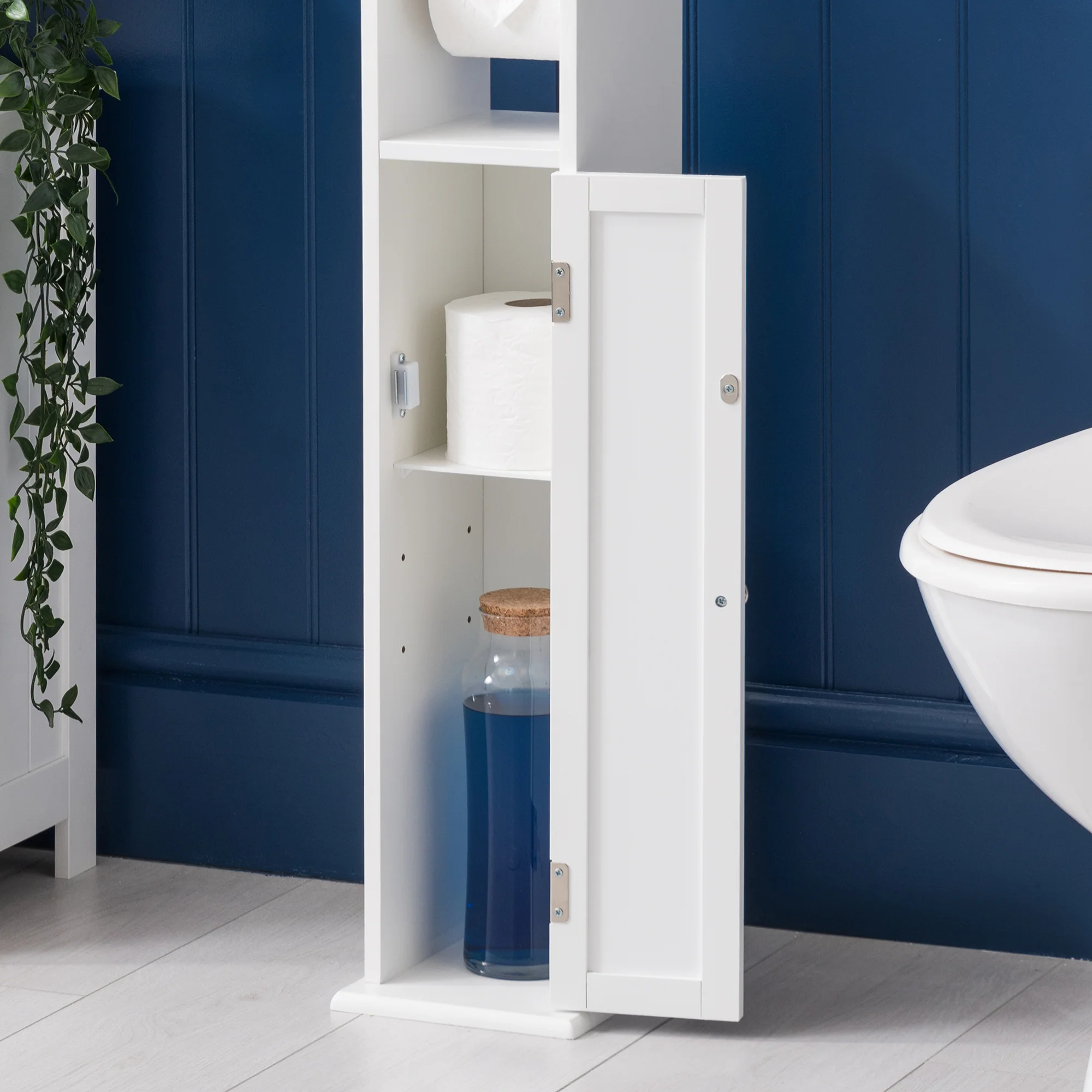 Clovelly White Toilet Roll Holder Cabinet - Image 3