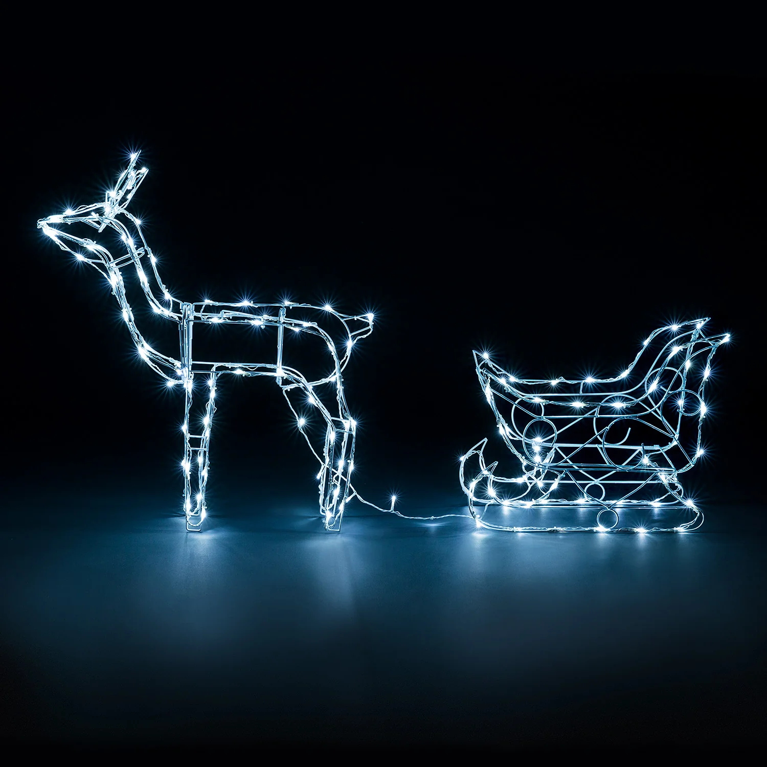Light Up White Wire Reindeer & Sleigh - Image 4