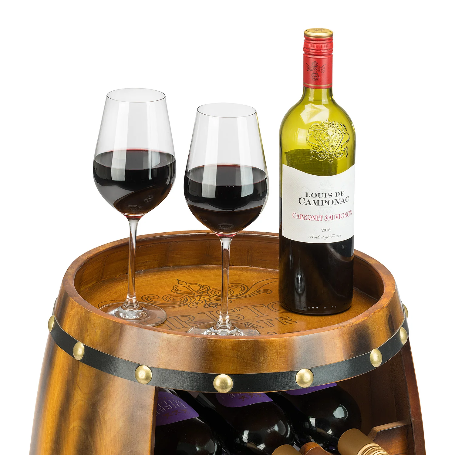 Wooden Barrel Wine Rack – 14 Bottle Capacity - Image 3