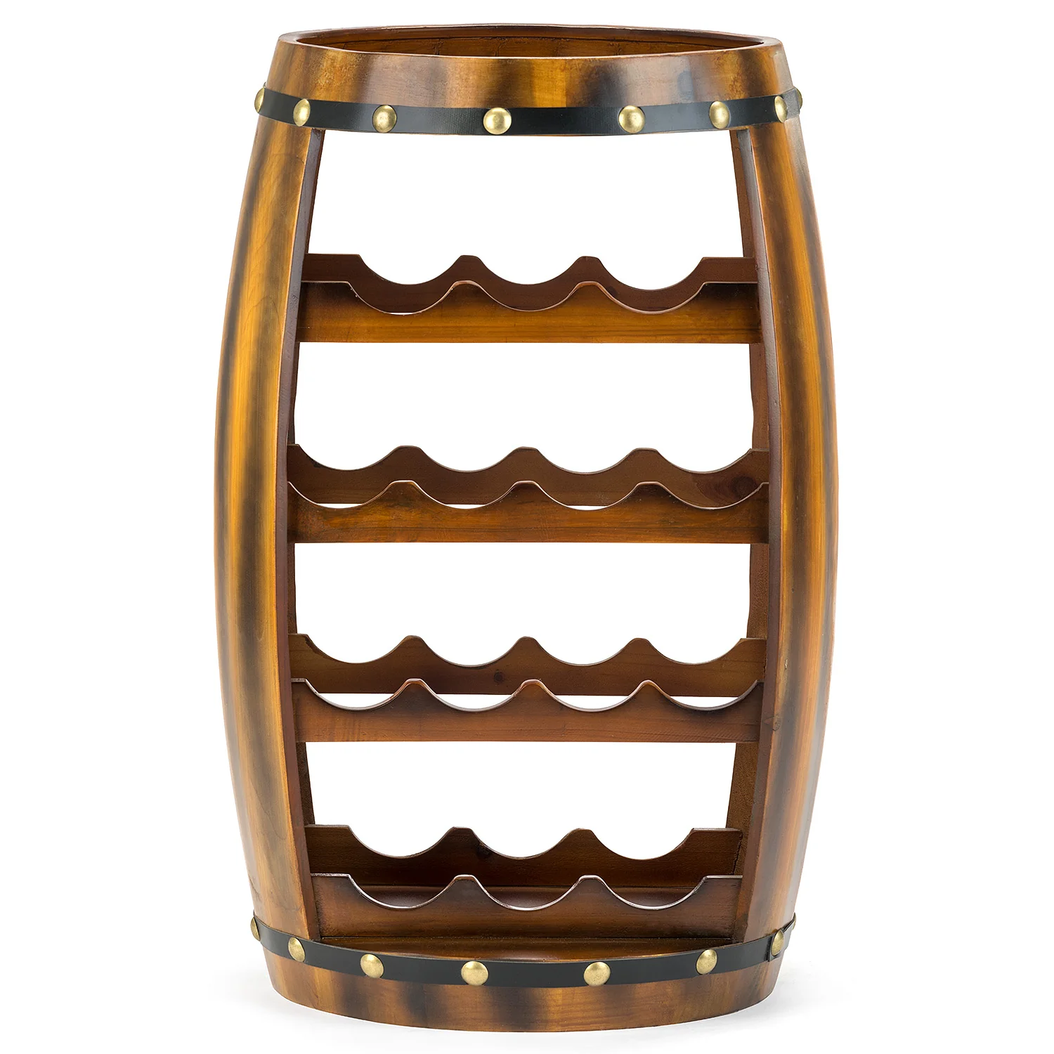 Wooden Barrel Wine Rack – 14 Bottle Capacity - Image 4
