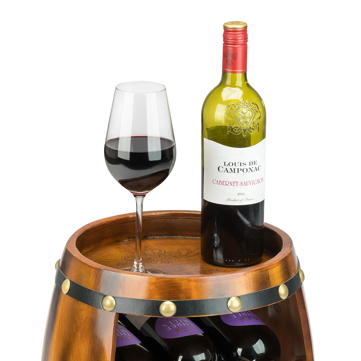 Wooden Barrel Wine Rack – 8 Bottle Capacity - Image 3